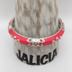 Pink Avon Metal Bracelet w Silver Flower Details
